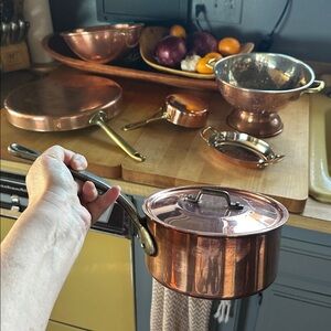 🇫🇷BAUMALU solid Copper Cuvier de France sauce pan. Handmade Cast iron handle pot